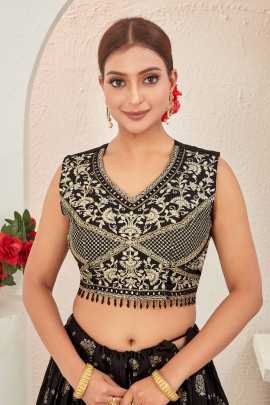 Beautiful Black Embroidered Readymade Lehenga Choli