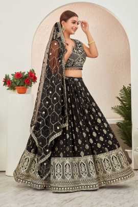 Beautiful Black Embroidered Readymade Lehenga Choli