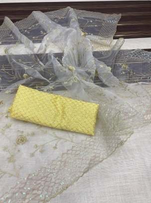Beautiful Bollywood Style Embroidery Work Organza Saree