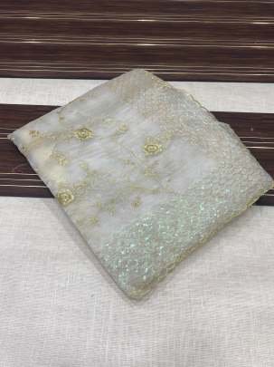 Beautiful Bollywood Style Embroidery Work Organza Saree