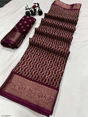 Beautiful Designer Binny Maroon Silk Sarees 