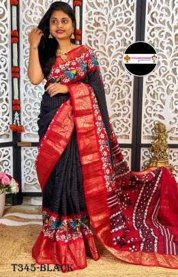 Beautiful Designer Black Pure Dola Silk Saree
