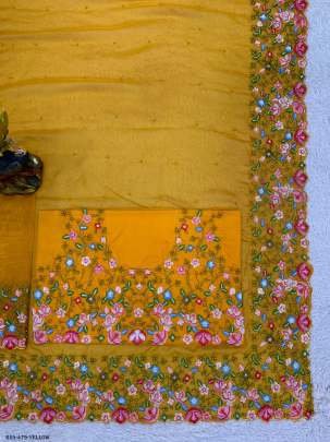 Beautiful Designer Pearl Work Tibby Silk Saree