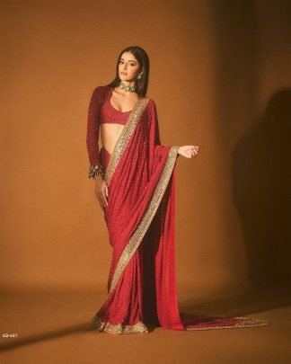 Beautiful Designer Saree on Faux Georgette Febric with Sequnce work