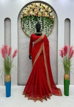 Beautiful Designer Saree on Faux Georgette Febric with Sequnce work