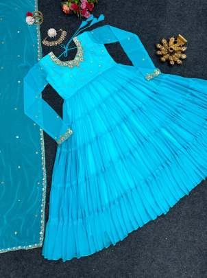 Beautiful Designer Sky Blue Georgette Suit Set