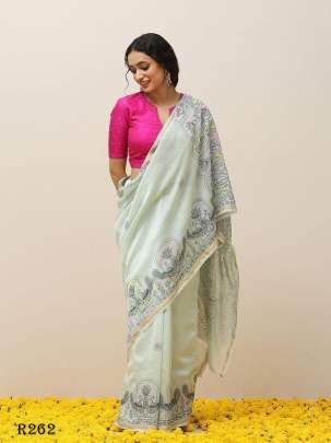 Beautiful Digital Printed Linen Saree