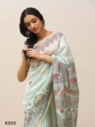 Beautiful Digital Printed Linen Saree