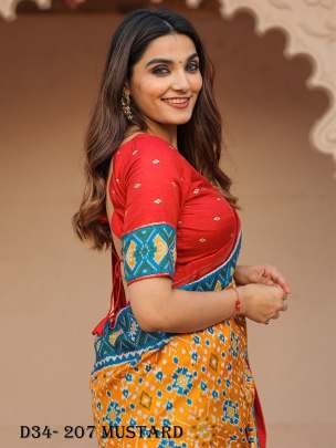 Beautiful Dola Silk Mustard Saree With Foil Print