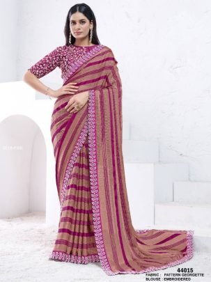 Beautiful Double Colour Georgette Saree By Mahotsav 