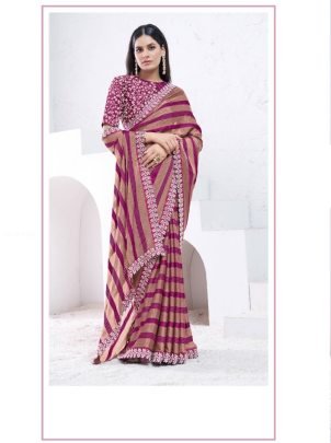 Beautiful Double Colour Georgette Saree By Mahotsav