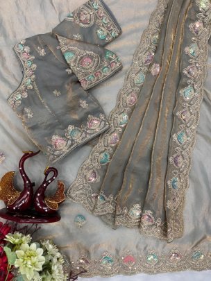 Beautiful Dual color Sequence Saree