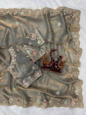 Beautiful Dual color Sequence Saree