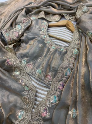 Beautiful Dual color Sequence Saree