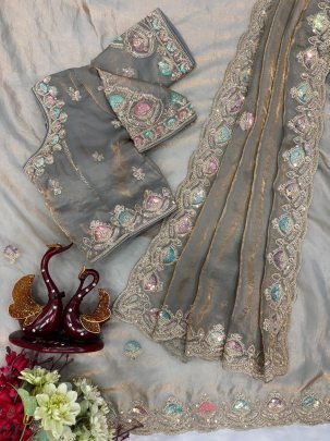 Beautiful Dual color Sequence Saree