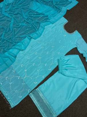 Beautiful Embroidery and Sequins Work Kurti Palazzo Set