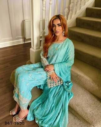 Beautiful Embroidery and Sequins Work Kurti Palazzo Set