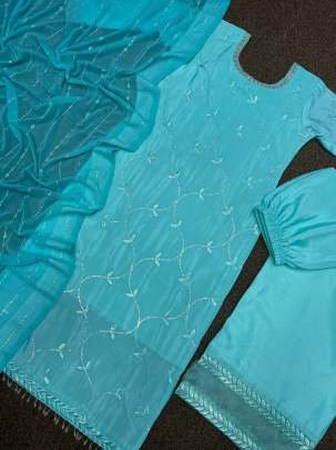 Beautiful Embroidery and Sequins Work Kurti Palazzo Set