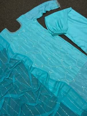 Beautiful Embroidery and Sequins Work Kurti Palazzo Set