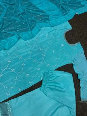 Beautiful Embroidery and Sequins Work Kurti Palazzo Set