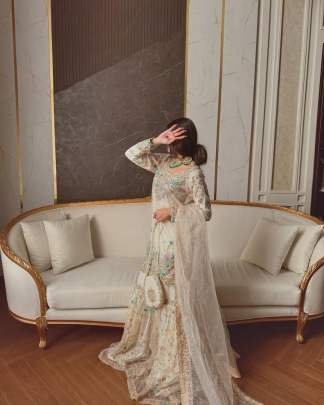 Beautiful Embroidery Sequence Work Georgette White Sharara Suit Set