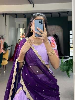 Beautiful Embroidery Work Cotton Silk Lehenga Choli With Attractive Dupatta
