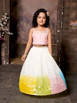 Beautiful Embroidery Work Party Wear Kids Lehenga Choli