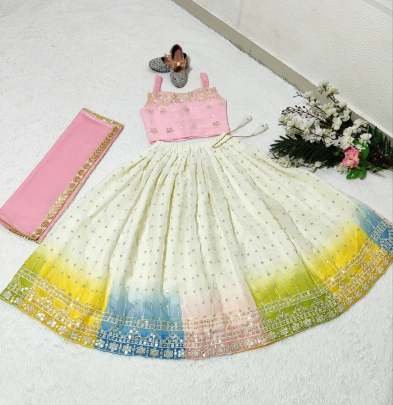 Beautiful Embroidery Work Party Wear Kids Lehenga Choli