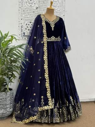 Beautiful Exclusive Pure Viscous Velvet Gown