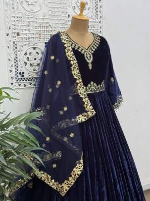 Beautiful Exclusive Pure Viscous Velvet Gown