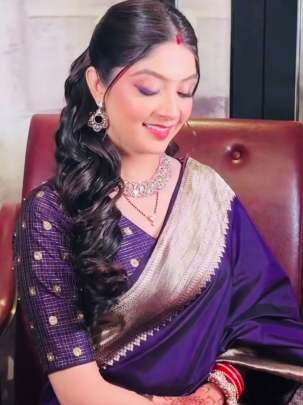 Beautiful Function Wear Pooja Purple Soft Silk Saree With Gold Jari