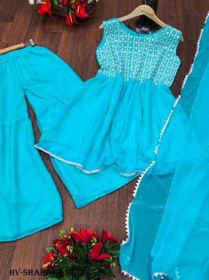 Beautiful Georgette With Lace Border sharara suit set