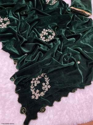 Beautiful Hand Khatli Work Dark Green Saree