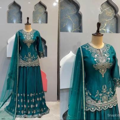 Beautiful heavy embroidered designer Pakistani sharara suit