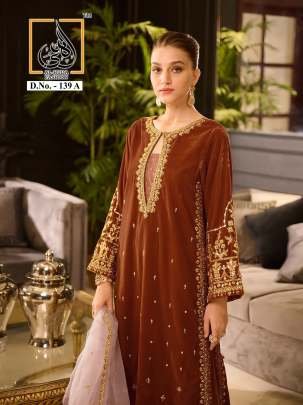 Beautiful Heavy Embroidery Work Brown Suit Set