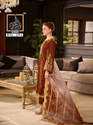 Beautiful Heavy Embroidery Work Brown Suit Set