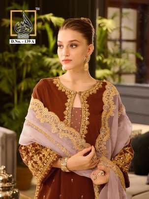 Beautiful Heavy Embroidery Work Brown Suit Set