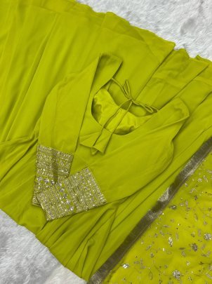 Beautiful  Liril Green  Georgette Anarkali Gown