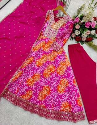 Beautiful Looking Pure Chinon Silk Sequins Embroidery Work Anarkali Suit