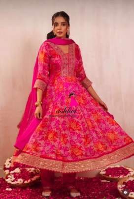 Beautiful Looking Pure Chinon Silk Sequins Embroidery Work Anarkali Suit