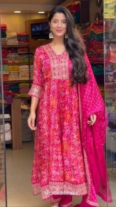 Beautiful Looking Pure Chinon Silk Sequins Embroidery Work Anarkali Suit