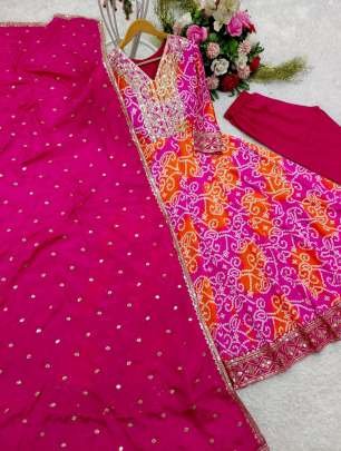 Beautiful Looking Pure Chinon Silk Sequins Embroidery Work Anarkali Suit