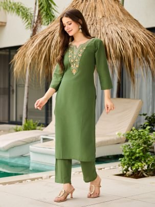 Beautiful Mehandi Kurti Pant Set