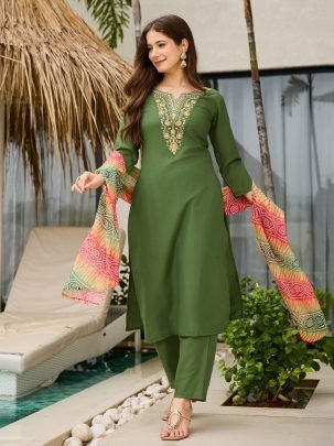 Beautiful Mehandi Kurti Pant Set