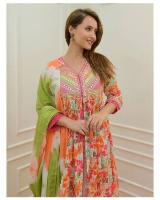Beautiful Multi color Party Wear Mirror Work Anarkali Suit