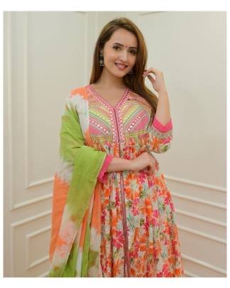 Beautiful Multi color Party Wear Mirror Work Anarkali Suit