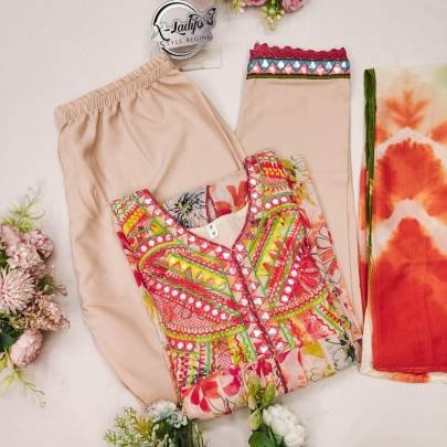 Beautiful Multi color Party Wear Mirror Work Anarkali Suit