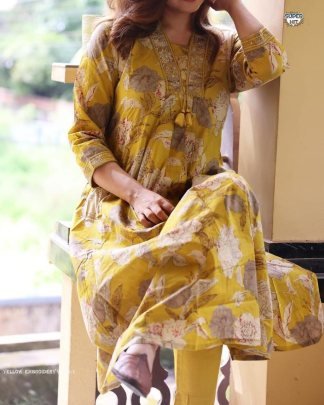 Beautiful Neck Kantha And  Embroidery Work Kurti Pant sets