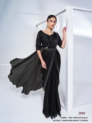 Beautiful One Minute Black Saree Collection By Mahotsav