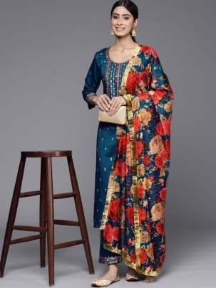 Beautiful Party wear Rayon Suit in blue colour 